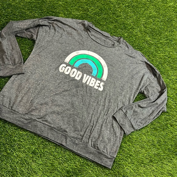 Women’s Good Vibes Long Sleeve Crew neck top with pockets - Picture 1 of 5